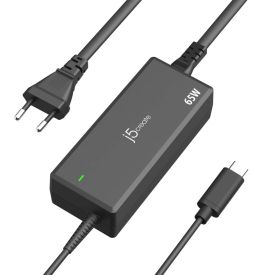 j5create JUP1265-EN 65W USB-C PD Power Adapter EU Black