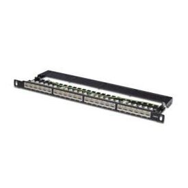 DIGITUS DN-91624S-SL-SH Patch panel  RJ-45 X 24  black, RAL 9005  0.5U, image 