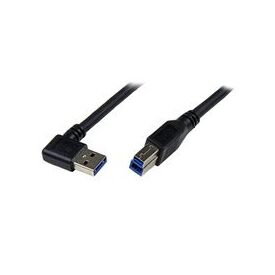 StarTech.com 1m Black SuperSpeed USB 3.0 Cable - Right Angle A to B - M/M (USB3SAB1MRA), image 