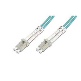 DIGITUS Professional Patch cable LC multi-mode (M) 1m fibre optic  50 / 125 micron  OM3 halogen-free, booted  aqua, image 