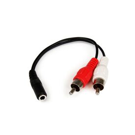 StarTech.com 6IN 3.5MM STEREO FEMALE TO 2X RCA MALE ADAPTER CABLE (MUFMRCA), image 