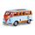 JAMARA Volkswagen T1 Gulf Diecast Pull-Back, 1:38, Light Blue/Orange, Opening Doors