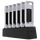 Six Socket Mobile DS840 Cloud iPhone16e scanner sleds in a black six-bay charger, plus rear detail of one sled; phones not included