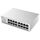 Zyxel GS1100-16 current Unmanaged Plus official silver compact switch front angle with sixteen stacked Gigabit RJ45 ports