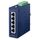 PLANET ISW-500T compact blue industrial switch, five Fast Ethernet RJ45 ports and top green power/fault terminal