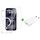 4smarts 3in1 kit with transparent magnetic case, screen glass and white wall charger; phone shown for illustration, not included