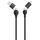 2GO 797369 black 120 cm cable with USB-C plugs and tethered USB-A and Lightning adapters