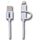 Distributor product detail: white cable with USB-A plug and tethered Apple 8-pin Lightning adapter fitted