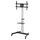 Manhattan 462327 silver and black TV cart, angled front view; display not included