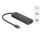 Delock 64110 USB hub with attached USB-C host plug, USB-A and USB-C ports, and RJ45 jack; manufacturer image.