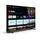 Angled front view of the black Philips 43HFL4518U/12 hospitality TV on its included edge feet; app and channel artwork is illustrative, subscriptions are not included.