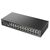 Zyxel GS1100-24ES official black slim switch angled front, twenty-four non-PoE Gigabit RJ45 ports and three blue DIP controls