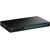 TRENDnet TPE-3284WSB angled front with twenty-four 2.5G PoE++ ports, four empty 10G SFP+ slots and separate console connector