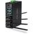 TRENDnet TI-WP100 industrial AC1200 router with four PoE+ LAN ports, Gigabit WAN, removable antennas and DIN rail bracket