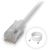 Close-up of a shielded metal RJ45 plug and translucent boot on the Ubiquiti cable