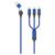 2GO 797360 blue braided charging cable with USB-C/USB-A source options and Lightning, USB-C and Micro-USB tips