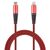 2GO 797197 red USB-C to Lightning cable with red/black braid and red connector housings