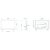 Distributor-provided exact-model dimensional drawing showing front, side, rear and VESA pattern; not a product photograph
