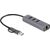 Distributor image: Delock 64282 hub with tethered USB-A adapter fitted over the USB-C plug, illustrating the alternative host connection