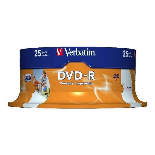 Verbatim 25 x DVD-R 4.7 GB 16x wide photo printable | 43538