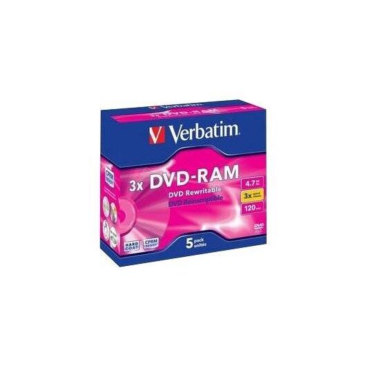 Verbatim 5 x DVD-RAM 4.7 GB 3x jewel case | 43450