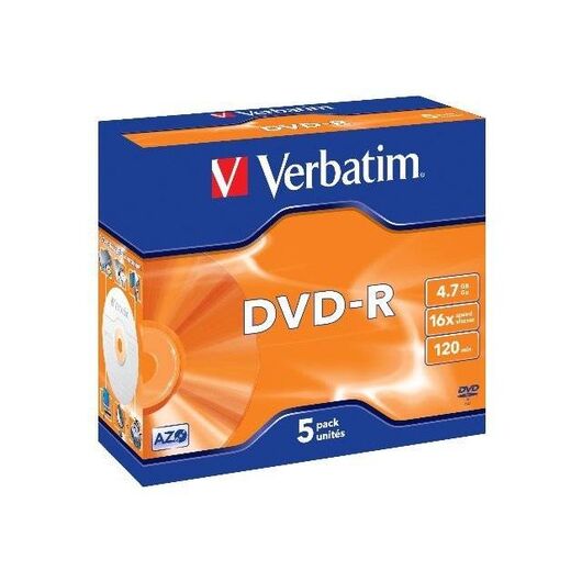 Verbatim 5 x DVD-R 4.7 GB 16x matt silver | 43519