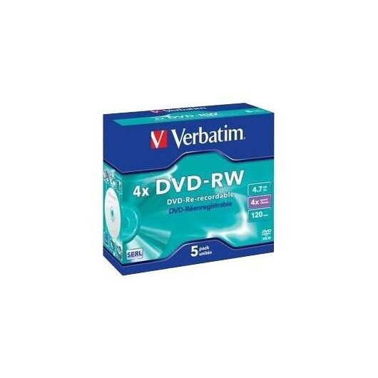 Verbatim DataLifePlus 5 x DVD-RW 4.7 GB 4x jewel | 43285