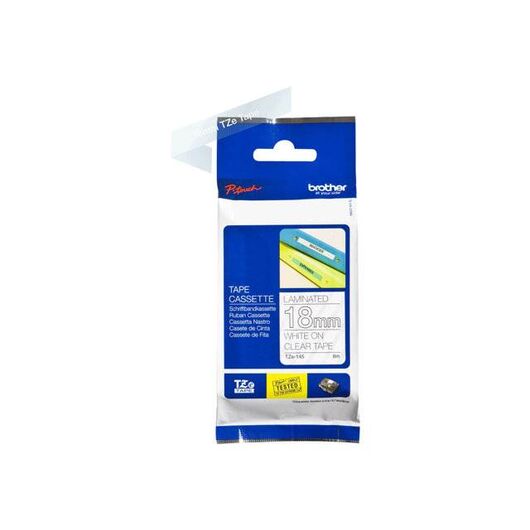 Brother TZe145 Standard adhesive white on clear | TZE145
