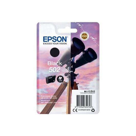 Epson 502 4.6 ml black original blister ink C13T02V14010