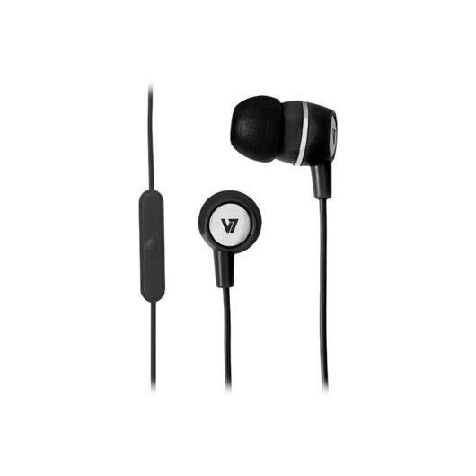V7 HA110 Earphones with mic in-ear wired HA110-BLK-12EB