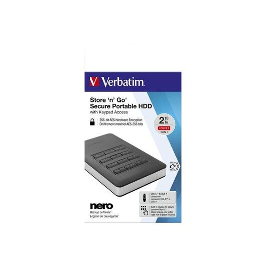 Verbatim Store 'n' Go Secure Portable HDD with Keypad Access