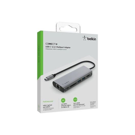 Belkin CONNECT USB-C 6-in-1 Multiport Adapter AVC008BTSGY