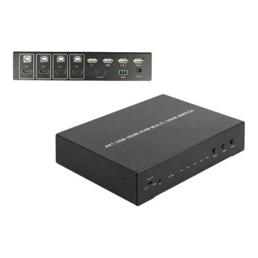 DeLock 4 in 1 Multiview KVM audio USB switch 4 x KVM 11488
