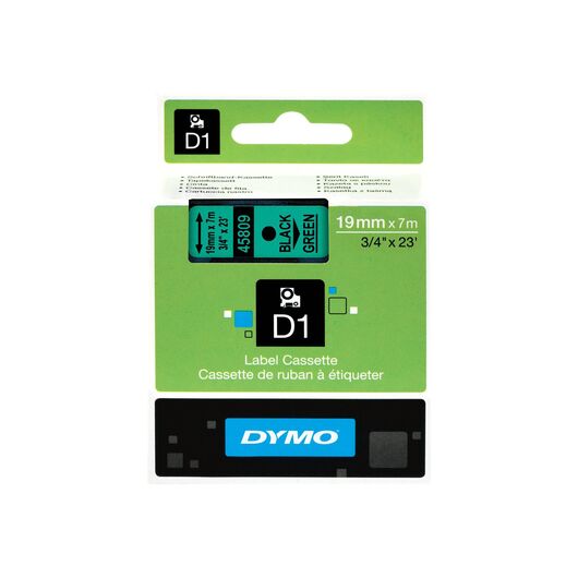 DYMO D1 Removable adhesive black on green Roll (1.9cm S0720890