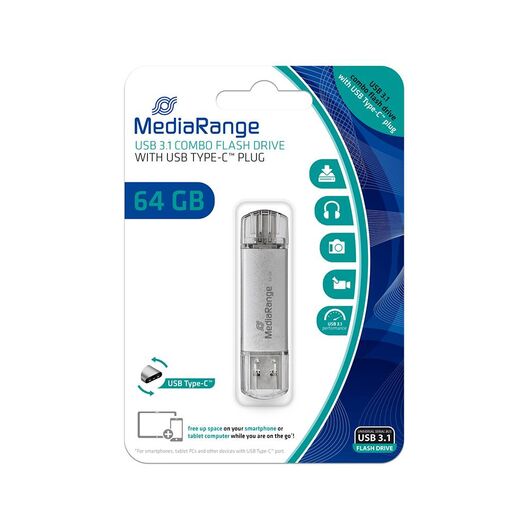 MediaRange combo USB flash drive 64 GB USB 3.1 USBC MR937