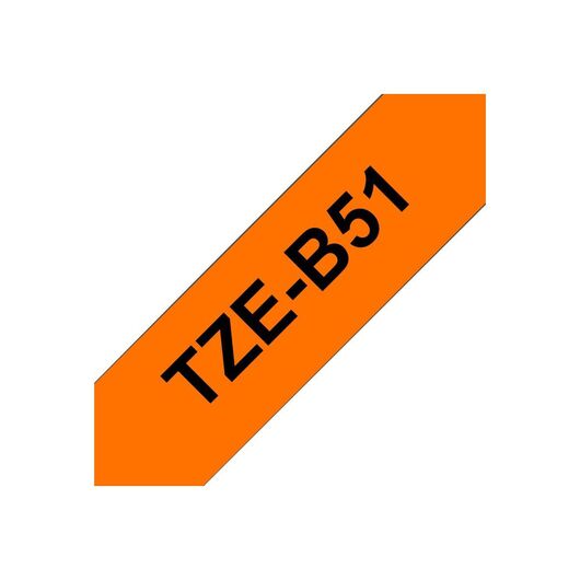 Brother TZeB51 Standard adhesive black on fluorescent TZEB51