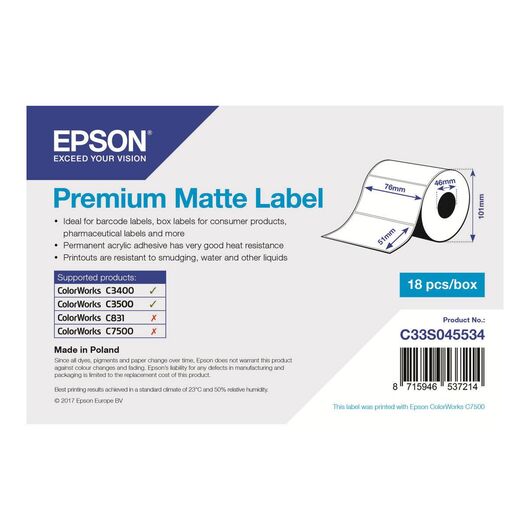 Epson Premium Matte 76 x 51 mm 650 label(s)  C33S045534