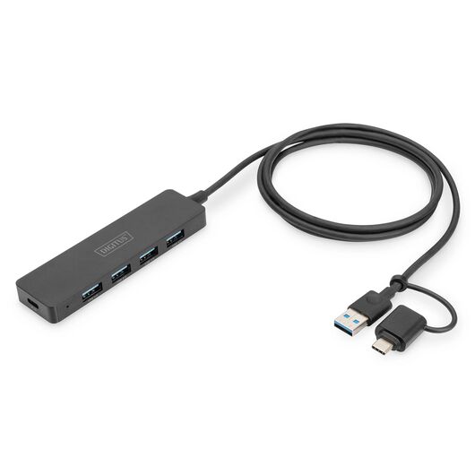 Digitus USB 3.0 Hub 4-Port, Slim Line, USB 3.2 Gen 1  DA70236