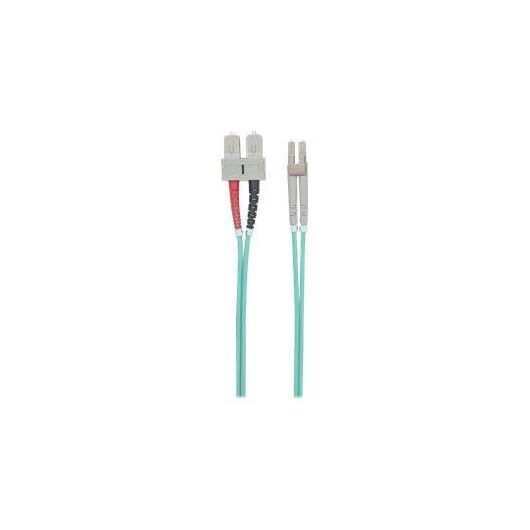 Intellinet Fibre Optic Patch Cable, OM3, LC/SC, 2m, Aqua | 750158