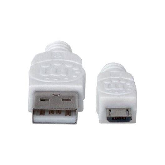 Manhattan USB-A to Micro-USB Cable, 1m, Male to Male, Wh | 323987