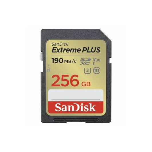 SanDisk Extreme Plus 256GB SDXC 190MBs UHSI SDSDXWV256GGNCIN