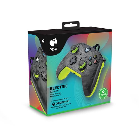 PDP Gaming Gamepad wired electric carbon for PC, 049012CMGY
