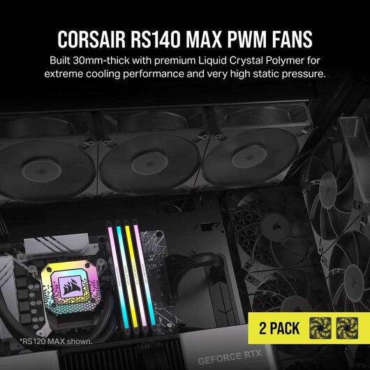 Corsair Case Acc Fan RS140 MAX PWM 2x14cm black CO9050175WW