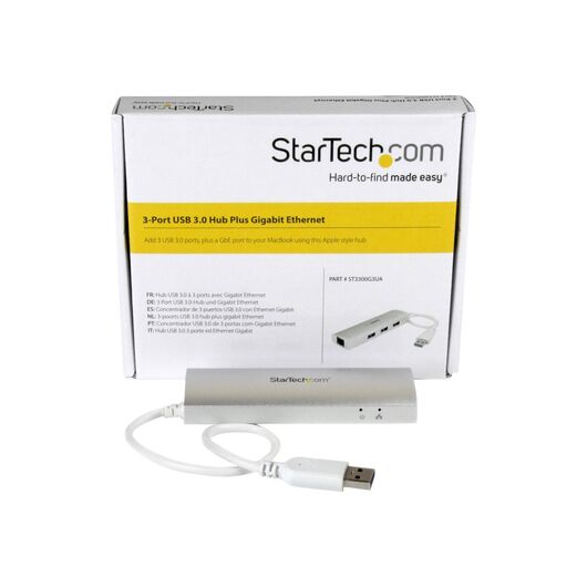 StarTech.com 3Port USB 3.0 Hub with Gigabit ST3300G3UA
