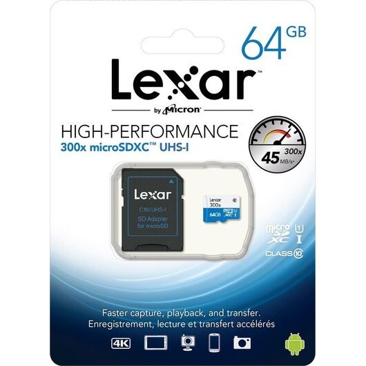 Lexar High-Performance 300x microSDXC 64GB kit