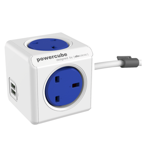 PowerCube Extended 1.5m USB UK Blue