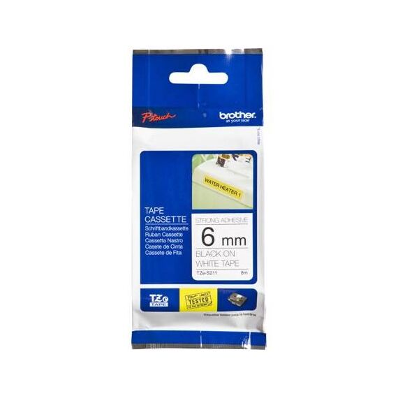 Brother Extra strength adhesive black on white | TZES211