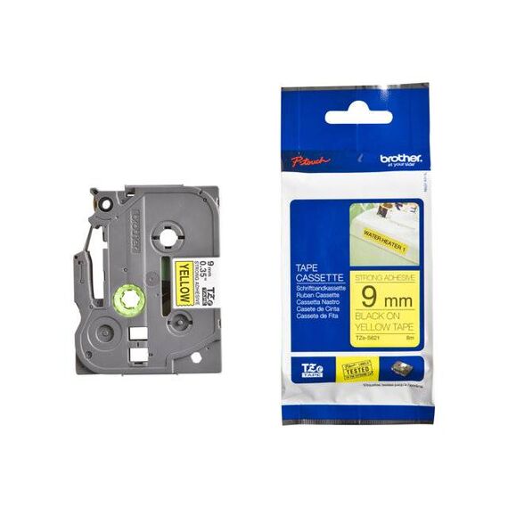 Brother Extra strength adhesive black on yellow | TZES621