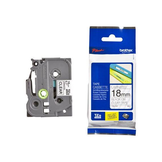 Brother TZe141 Standard adhesive black on clear | TZE141