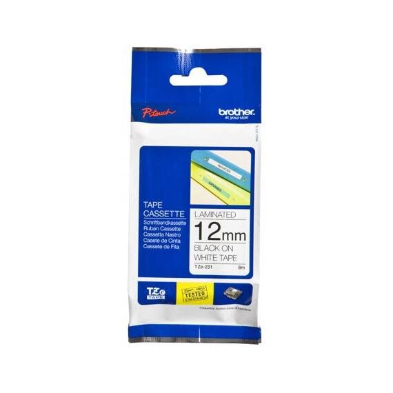 Brother TZe231 Adhesive black on white Roll | TZE231